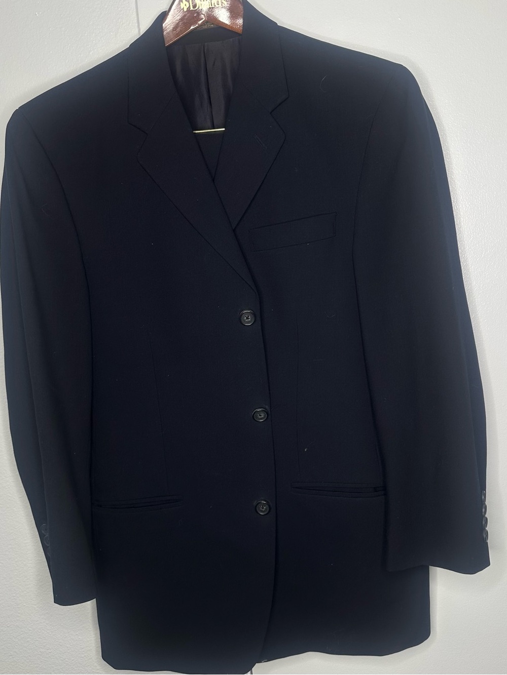 Ralph Lauren Men’s 38R Black 2 Piece Suit Pure New Wool Blazer Pants Dillard’s